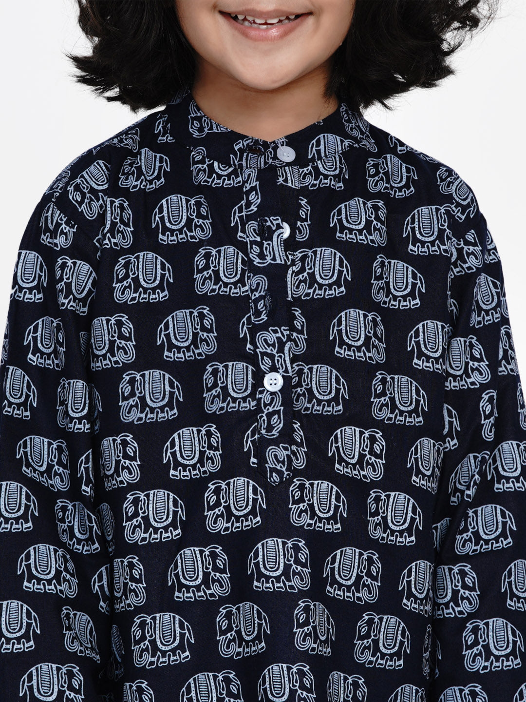 Bittu By Bhama Boys Blue Ethnic Printed Kurta with Pyjamas