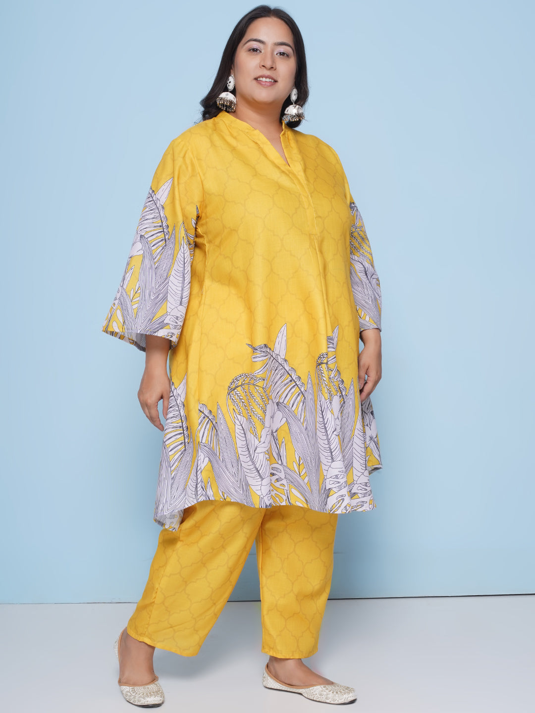 Mustered Color Printed kurta with Pants