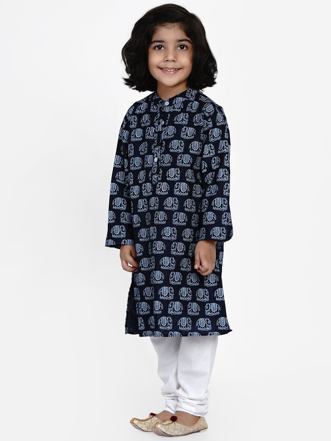 Bittu By Bhama Boys Blue Ethnic Printed Kurta with Pyjamas