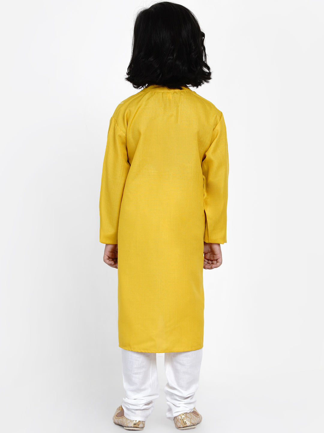 Bittu By Bhama Boys Mustard Yellow Printed Kurta with Pyjamas