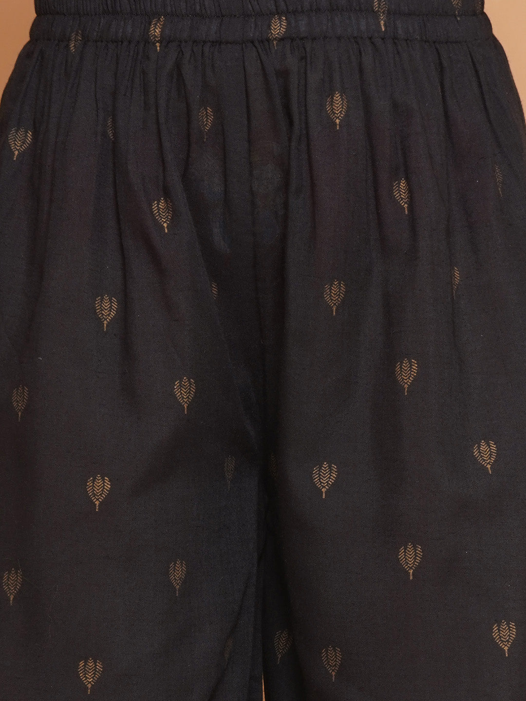 Bitiya by Bhama Girls Black Cotton Embroidered Kurta with Palazzos set & Dupatta