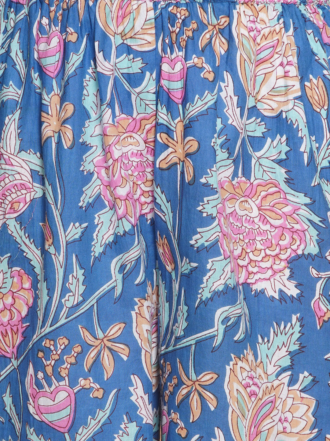 Bitiya by Bhama Girls Blue Printed Jacket Style kurta with Sharara