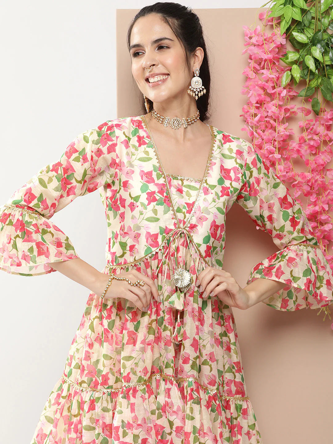 Off White Multi Printed Sharara Kurta Set For Women & Sharara Kurta Set For Girls.