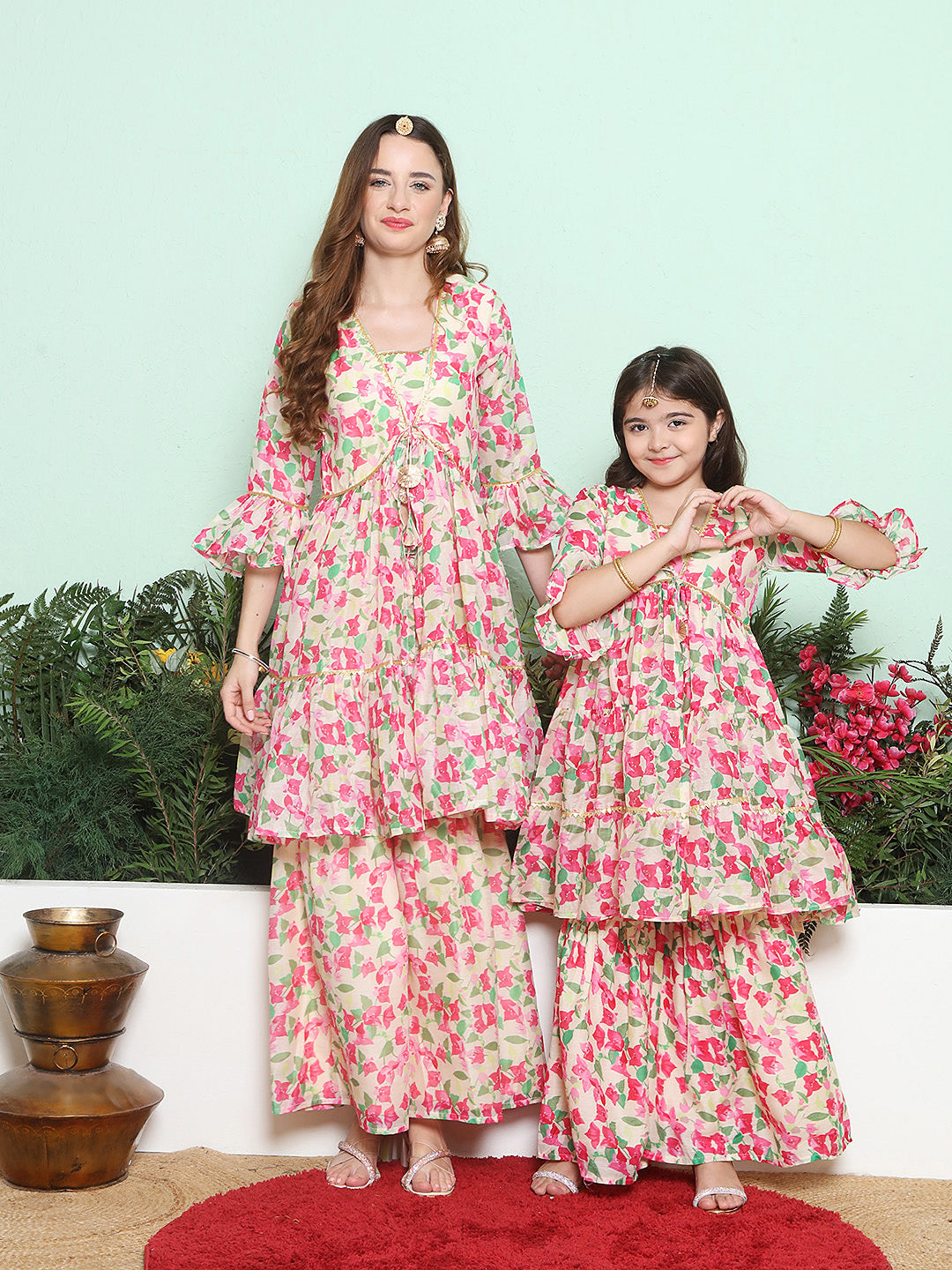 Off White Multi Printed Sharara Kurta Set For Women & Sharara Kurta Set For Girls.