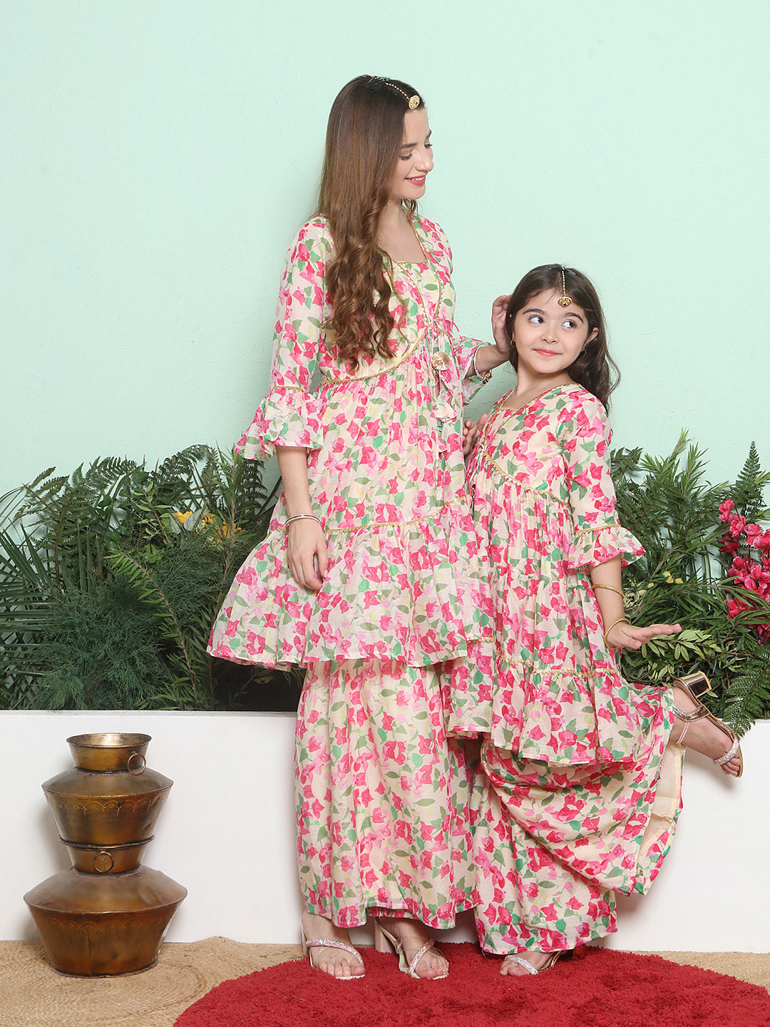 Off White Multi Printed Sharara Kurta Set For Women & Sharara Kurta Set For Girls.