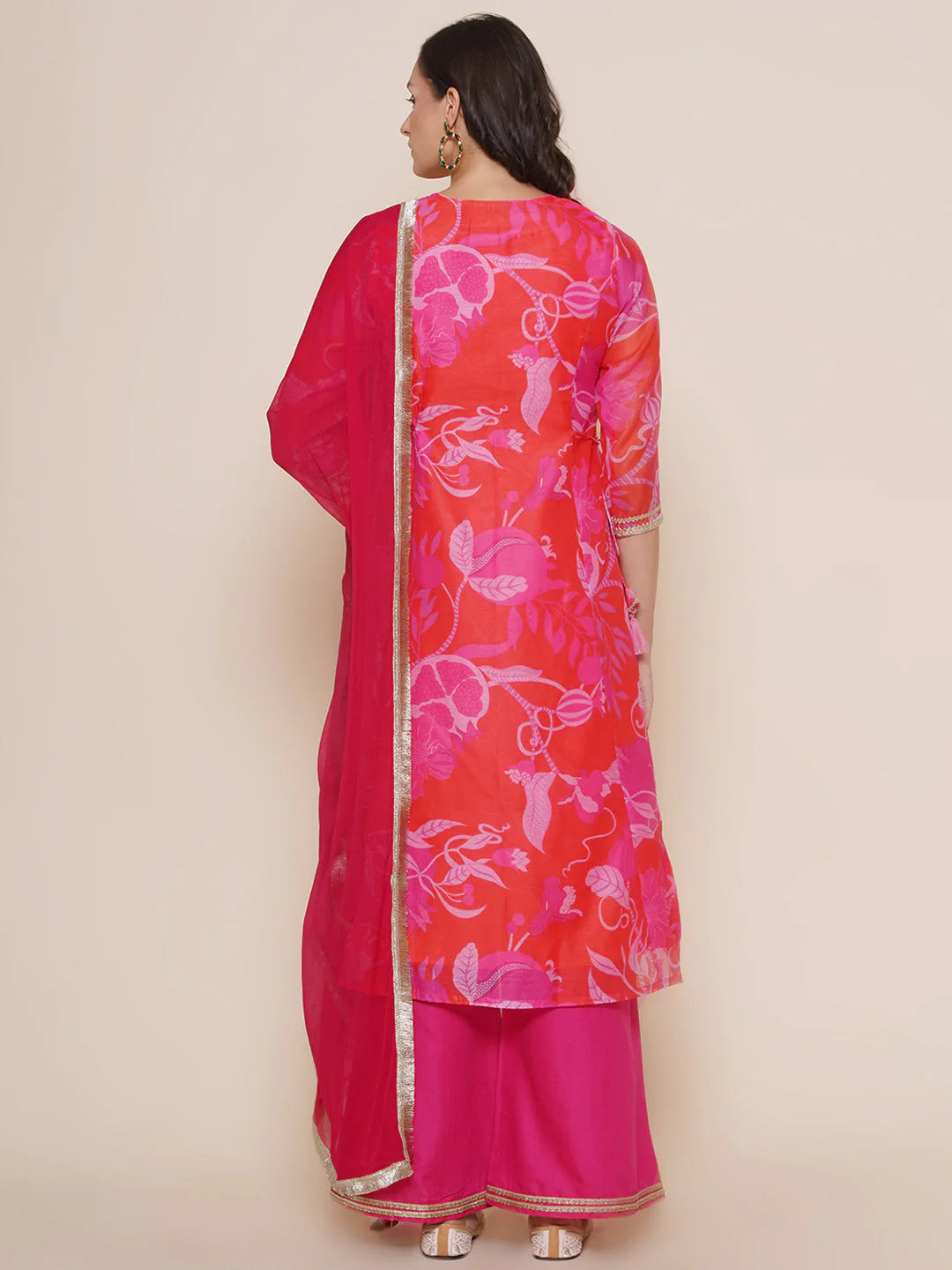 Pink Multi Printed A-Line Kurta Set For Women & Lehenga Choli Set For Girls
