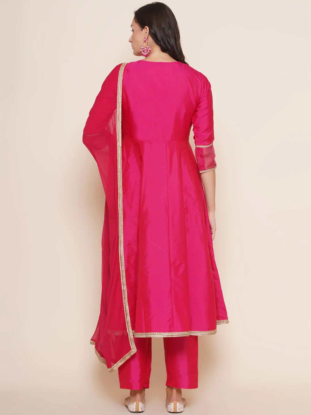 Pink Embroidered Angrakha Kurta Set For Women & Angrakha Kurta Set for Girl
