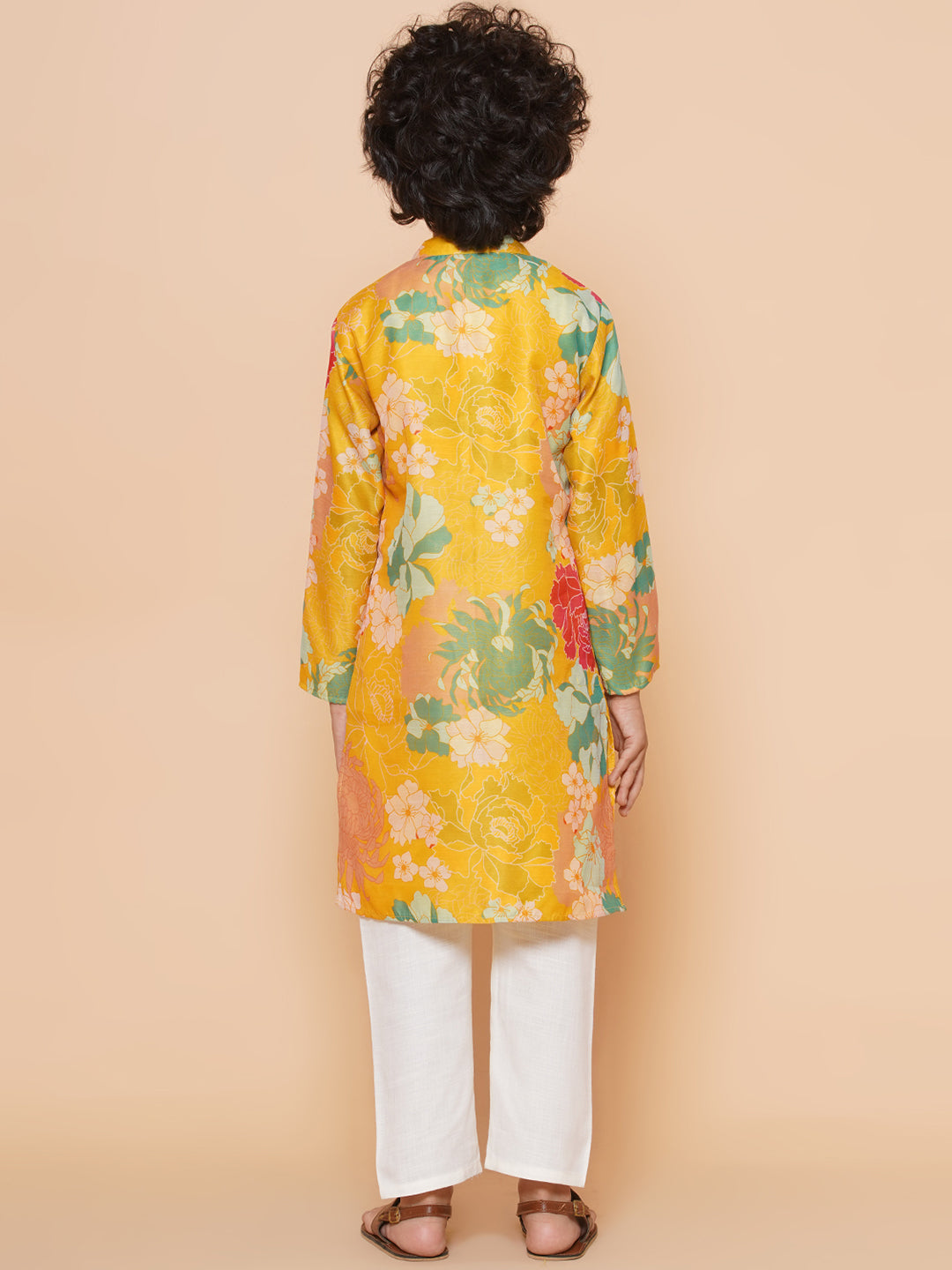 Bittu By Bhama Boys Yellow Printed Kurta with Pyjamas