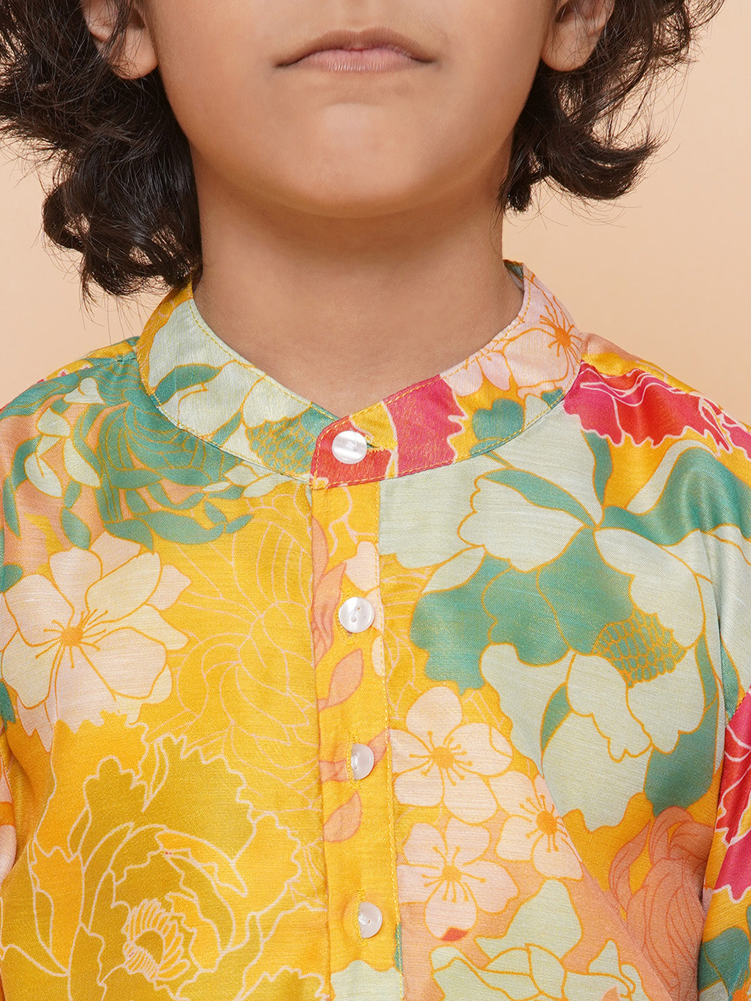 Bittu By Bhama Boys Yellow Printed Kurta with Pyjamas