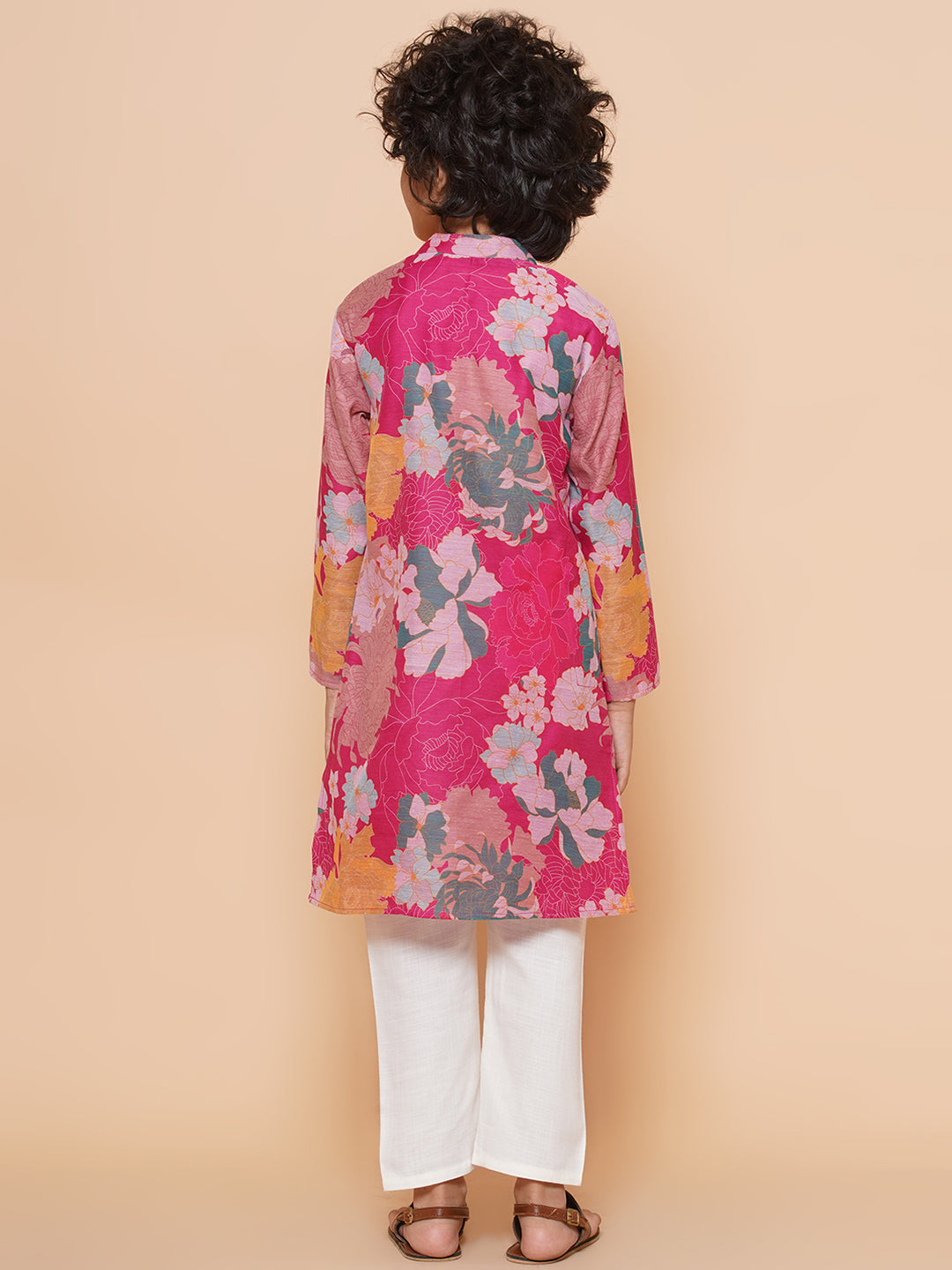 Bittu By Bhama Boys Pink Printed Kurta with Pyjamas