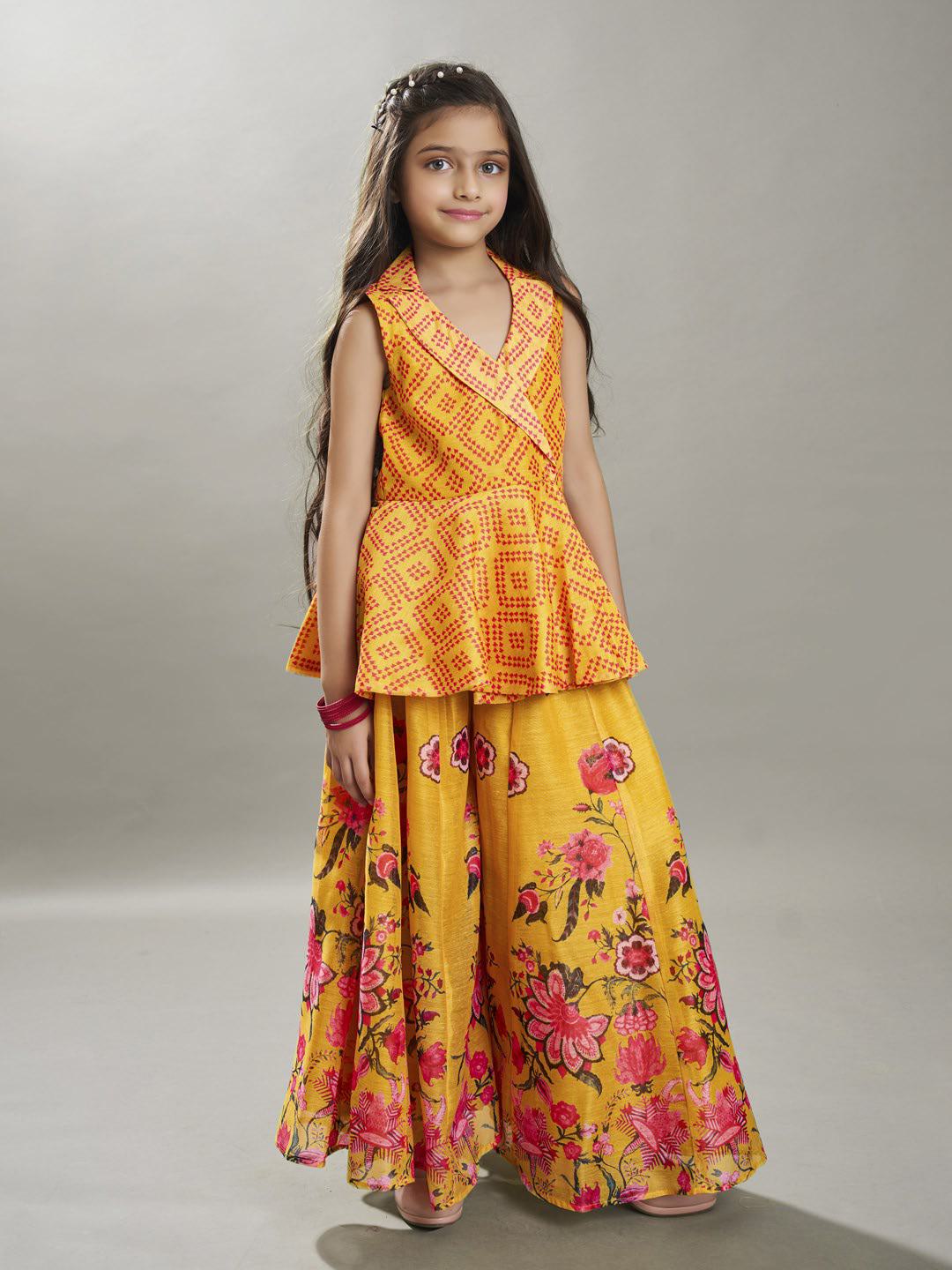 Bitiya by Bhama Girls Ethnic motifs printed design crop top With Palazzos