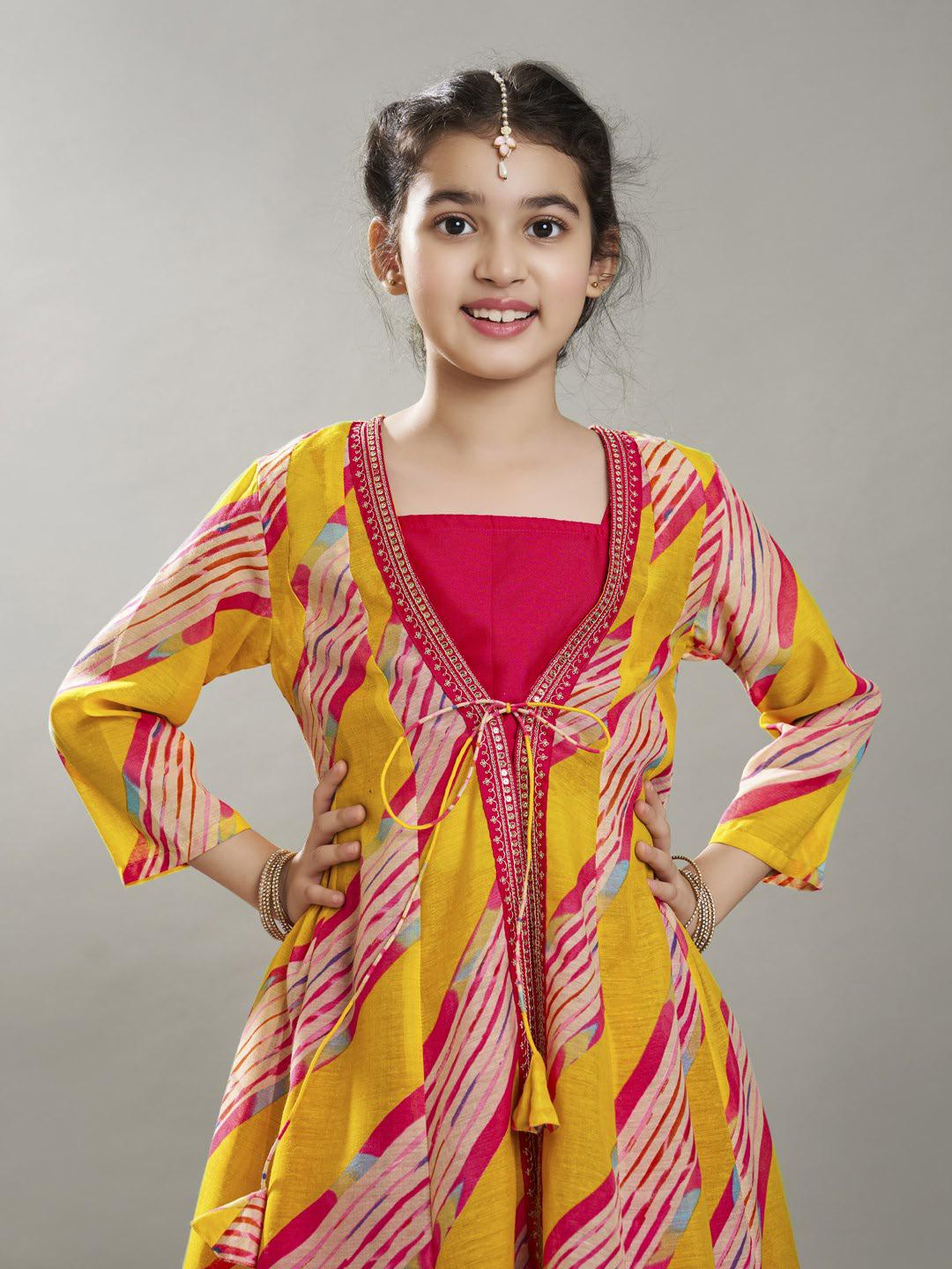 Girls Printed Ready to Wear Lehenga & Choli With Jacket