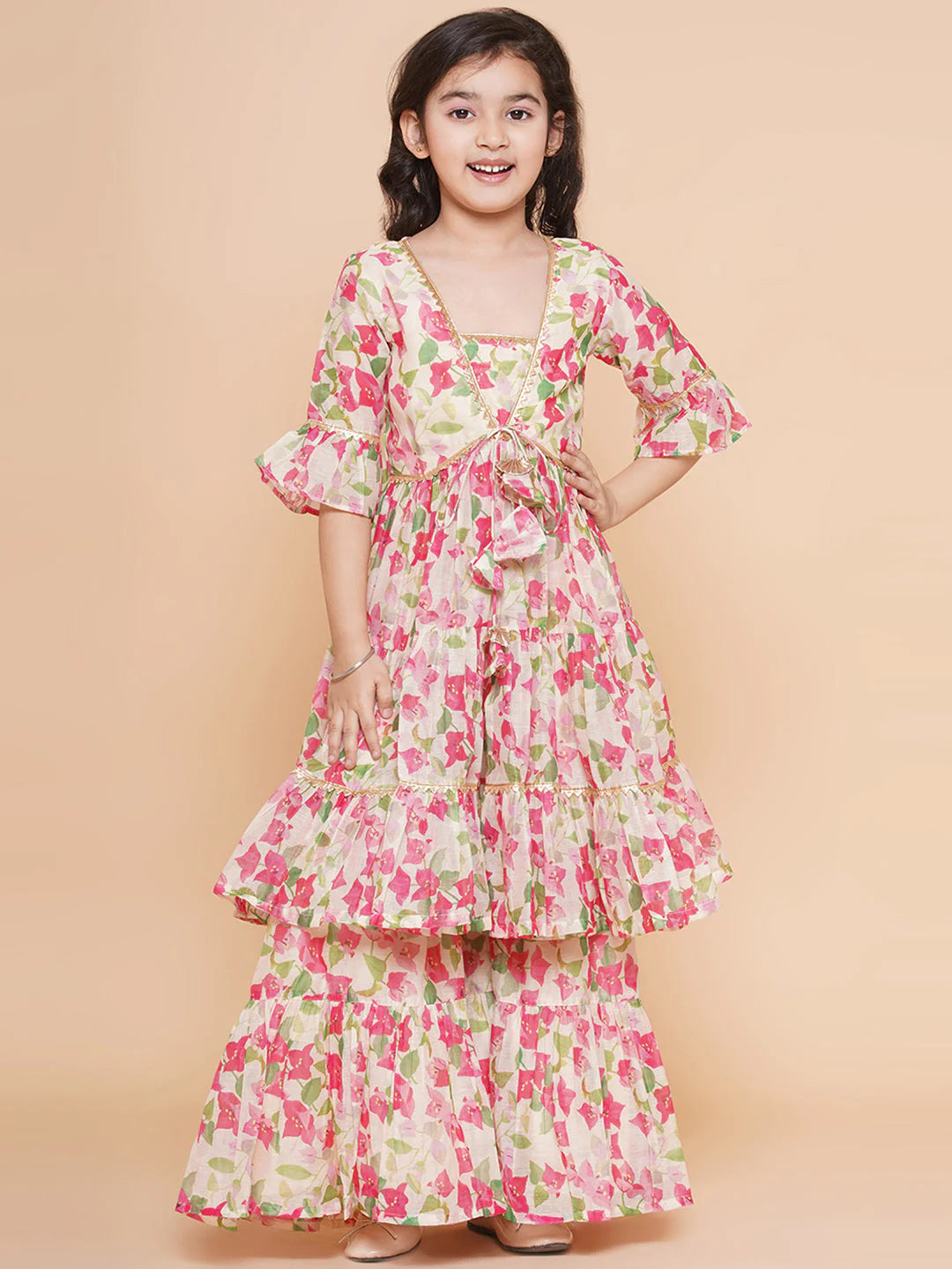 Off White Multi Printed Sharara Kurta Set For Women & Sharara Kurta Set For Girls.