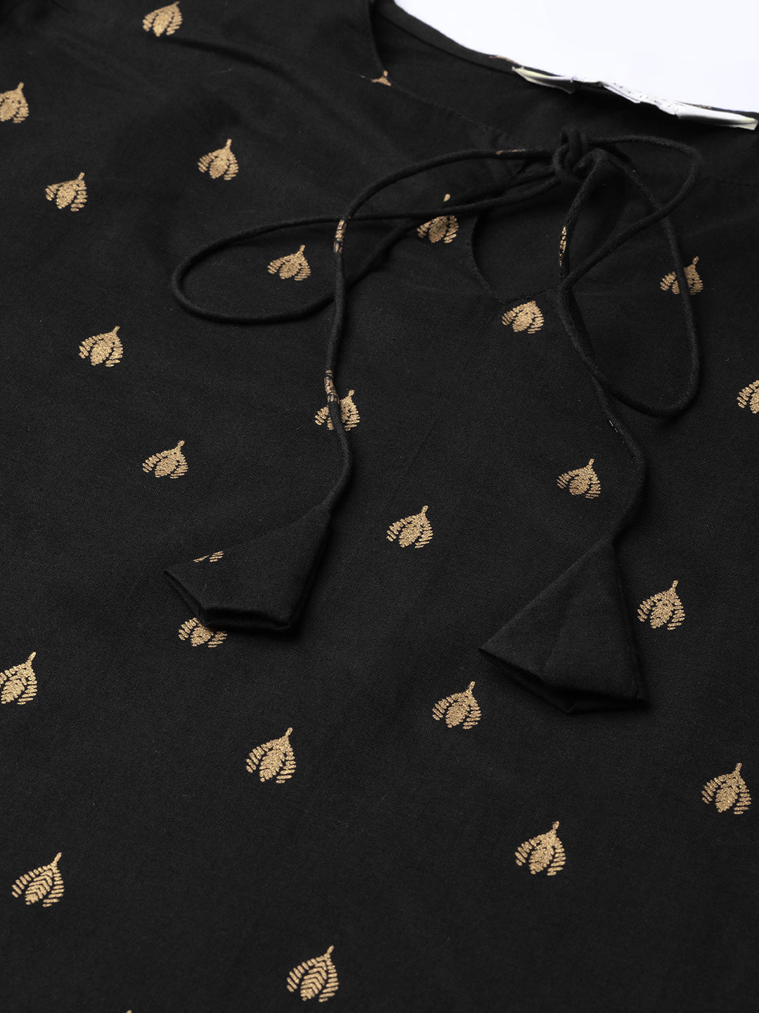Black And Golden Block Printed Straight Kurta