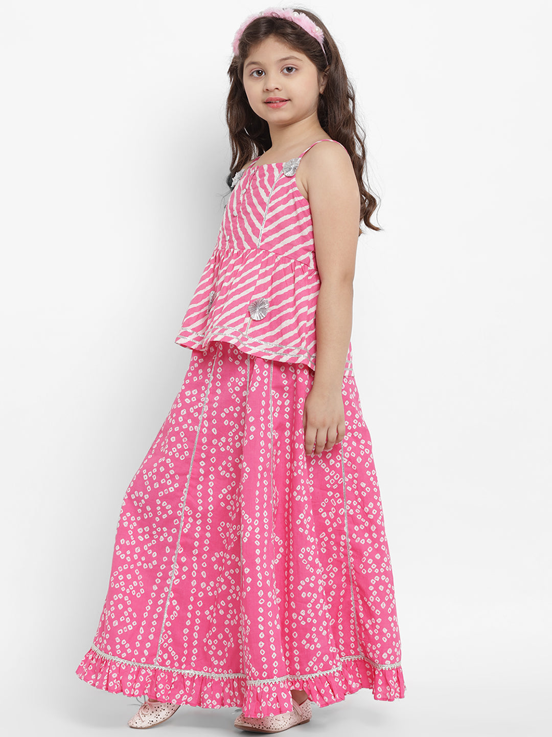Bitiya By Bhama Pink & White Ready To Wear Lehenga With Blouse