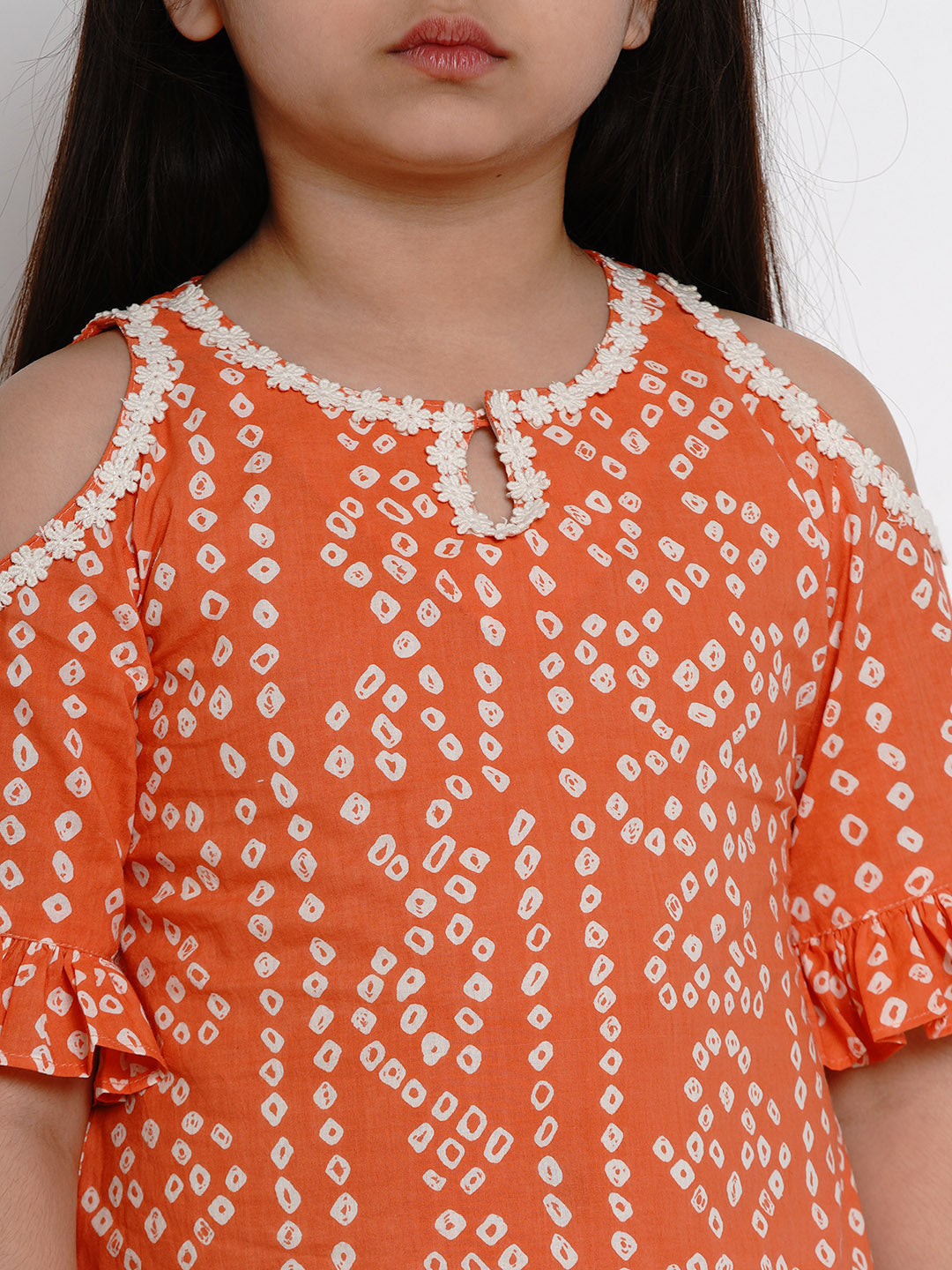 Bitiya By Bhama Orange Bandhej Kurta With Palazzos