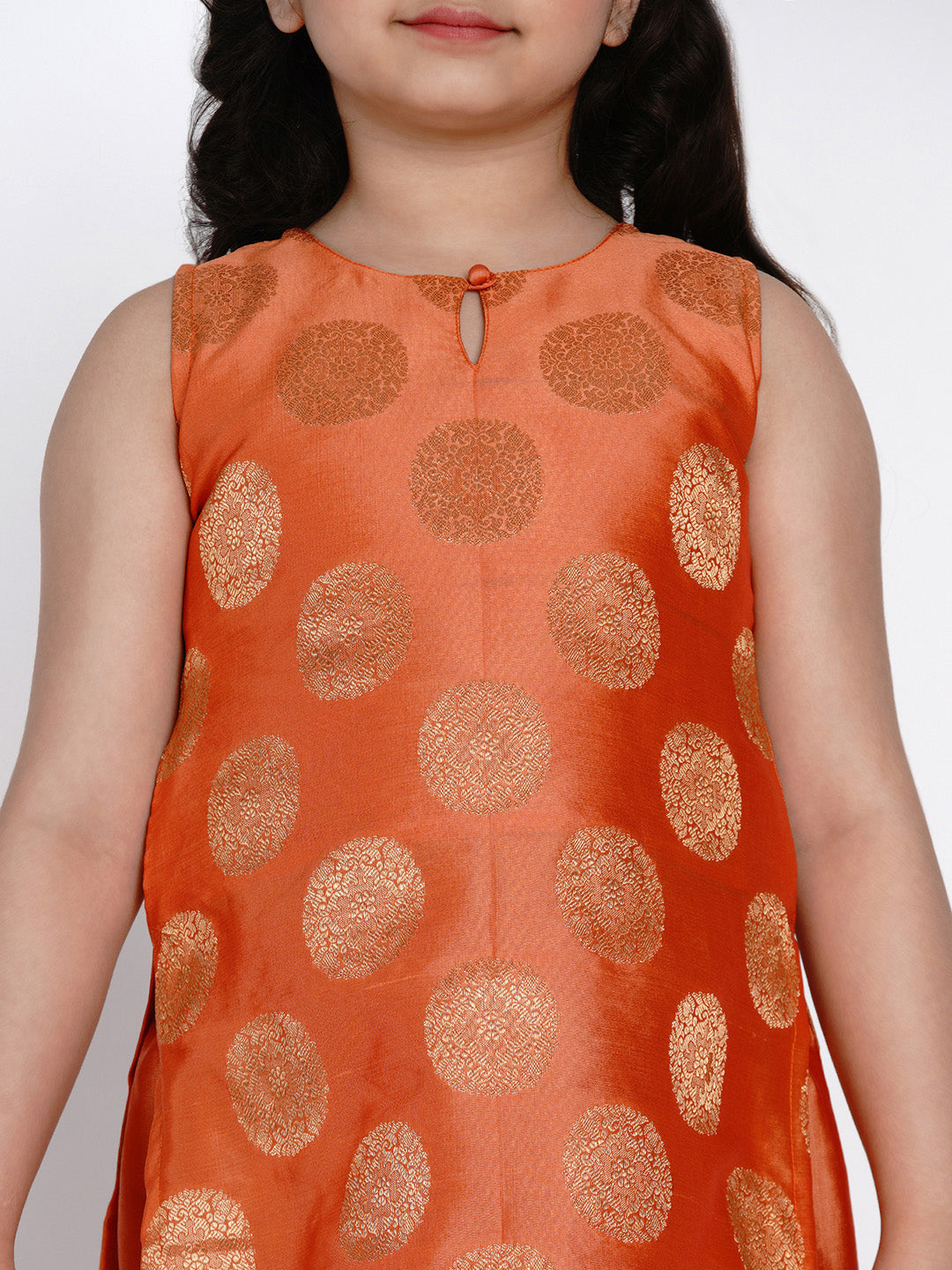 Bitiya By Bhama Orange Round Neck Kurta With Sharara