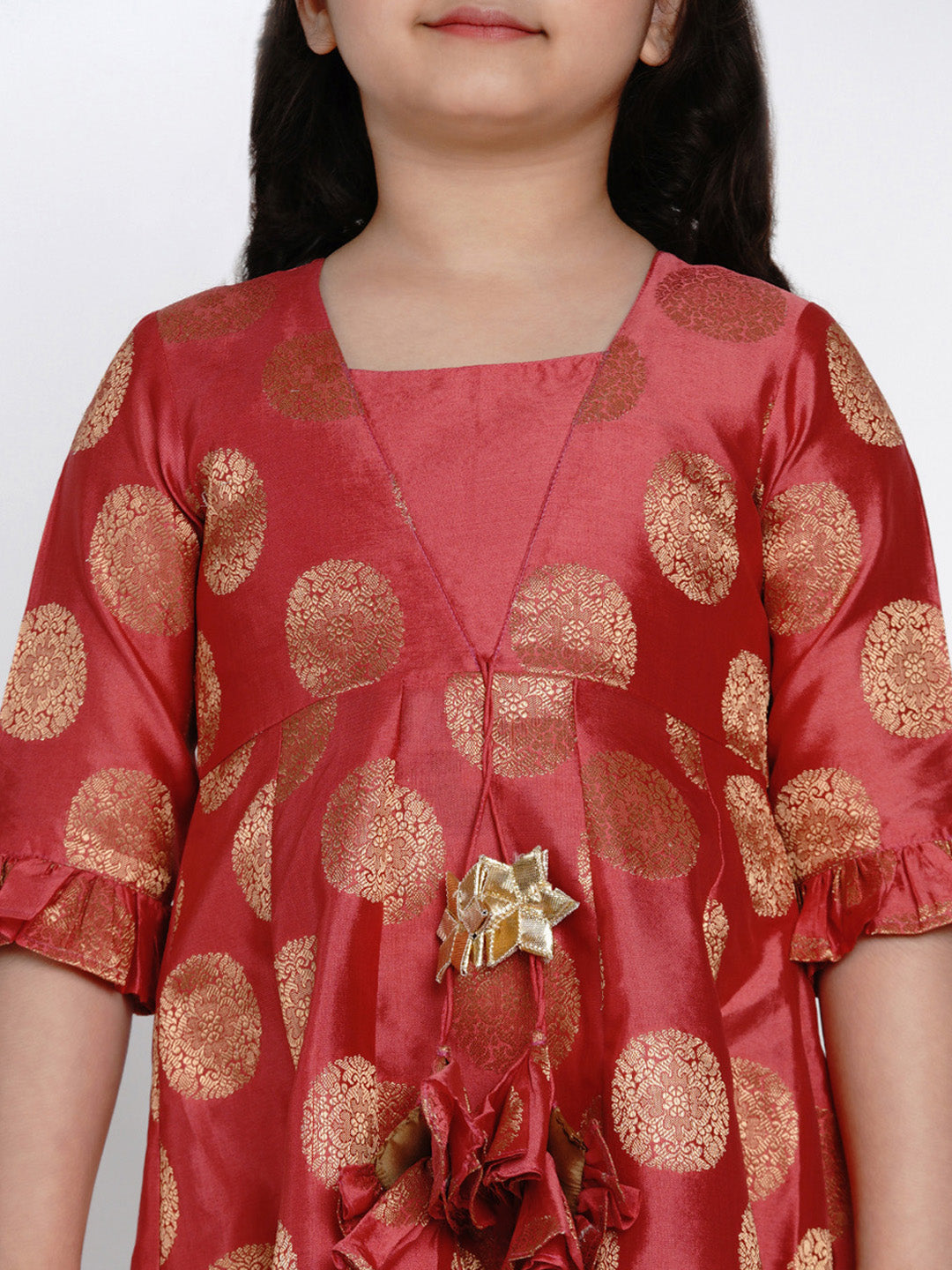 Bitiya By Bhama Peach Round Neck Kurta With Palazzos