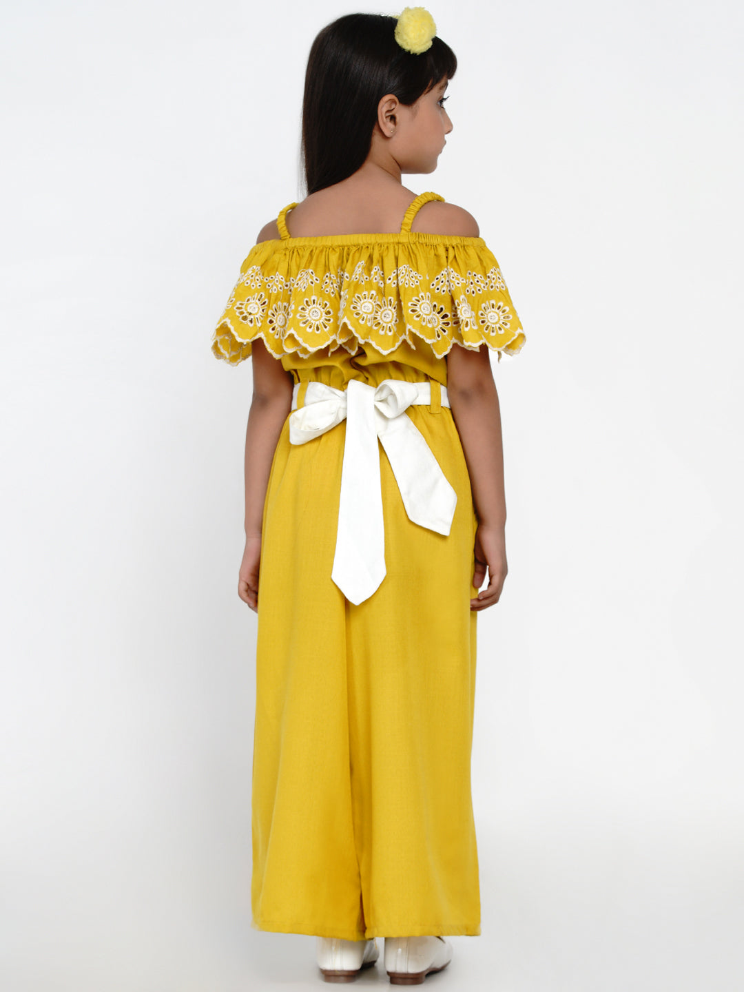 Bitiya By Bhama Girls Off Shoulder Cotton Ruffles Jumpsuit