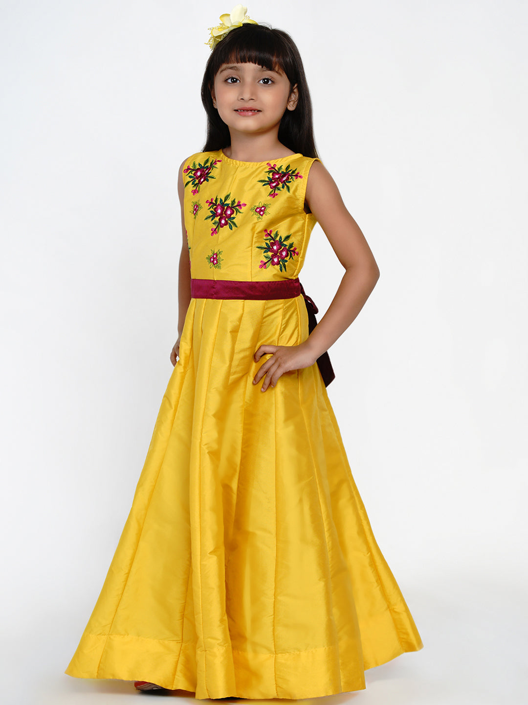 Bitiya By Bhama Yellow Embroidered Dress
