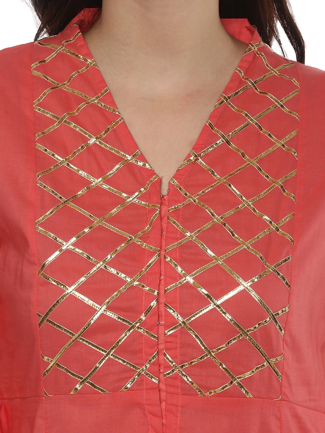 Orange Yoke Design Kurta With Palazzos