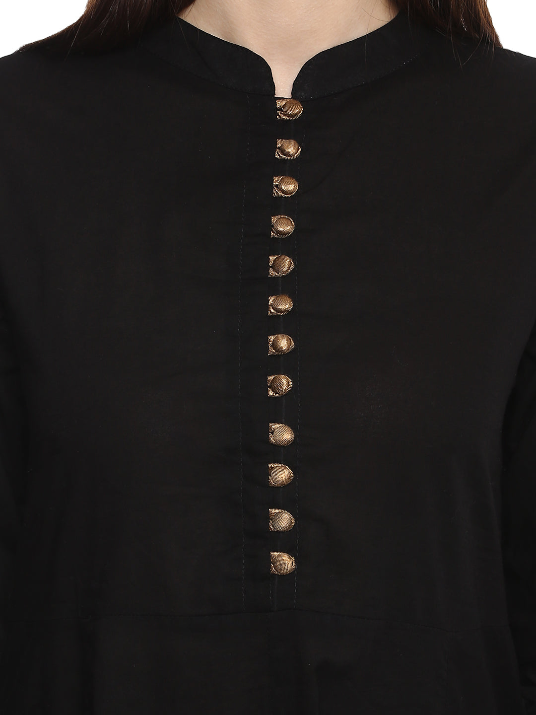 Black And Golden Solid Kurta With Palazzos.