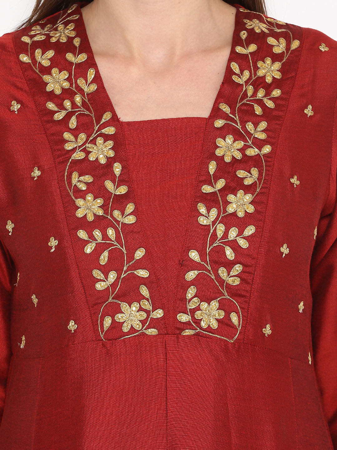 Maroon Yoke Design Kurta With Palazzos
