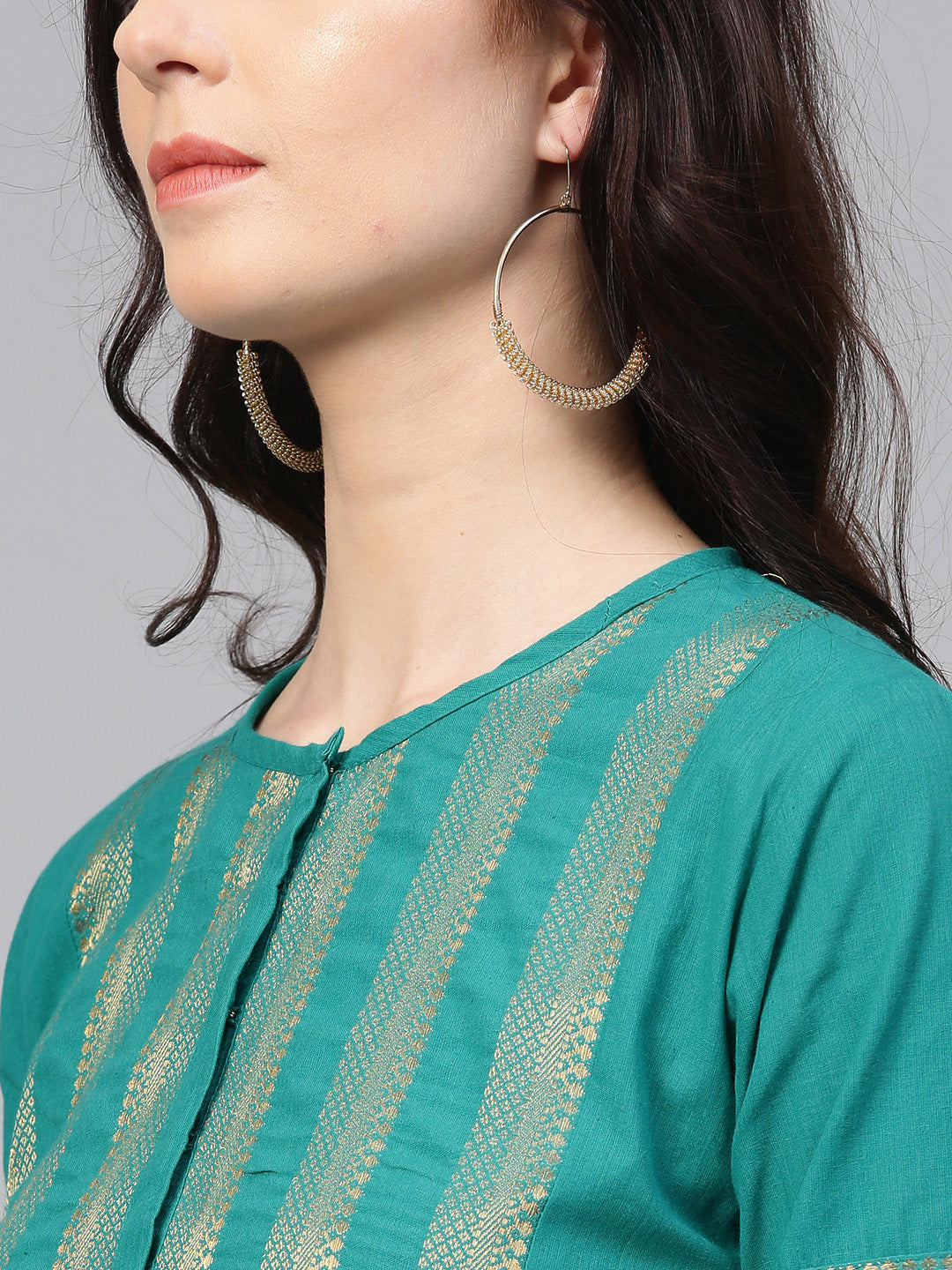 Green Yoke Design Kurta With Palazzos