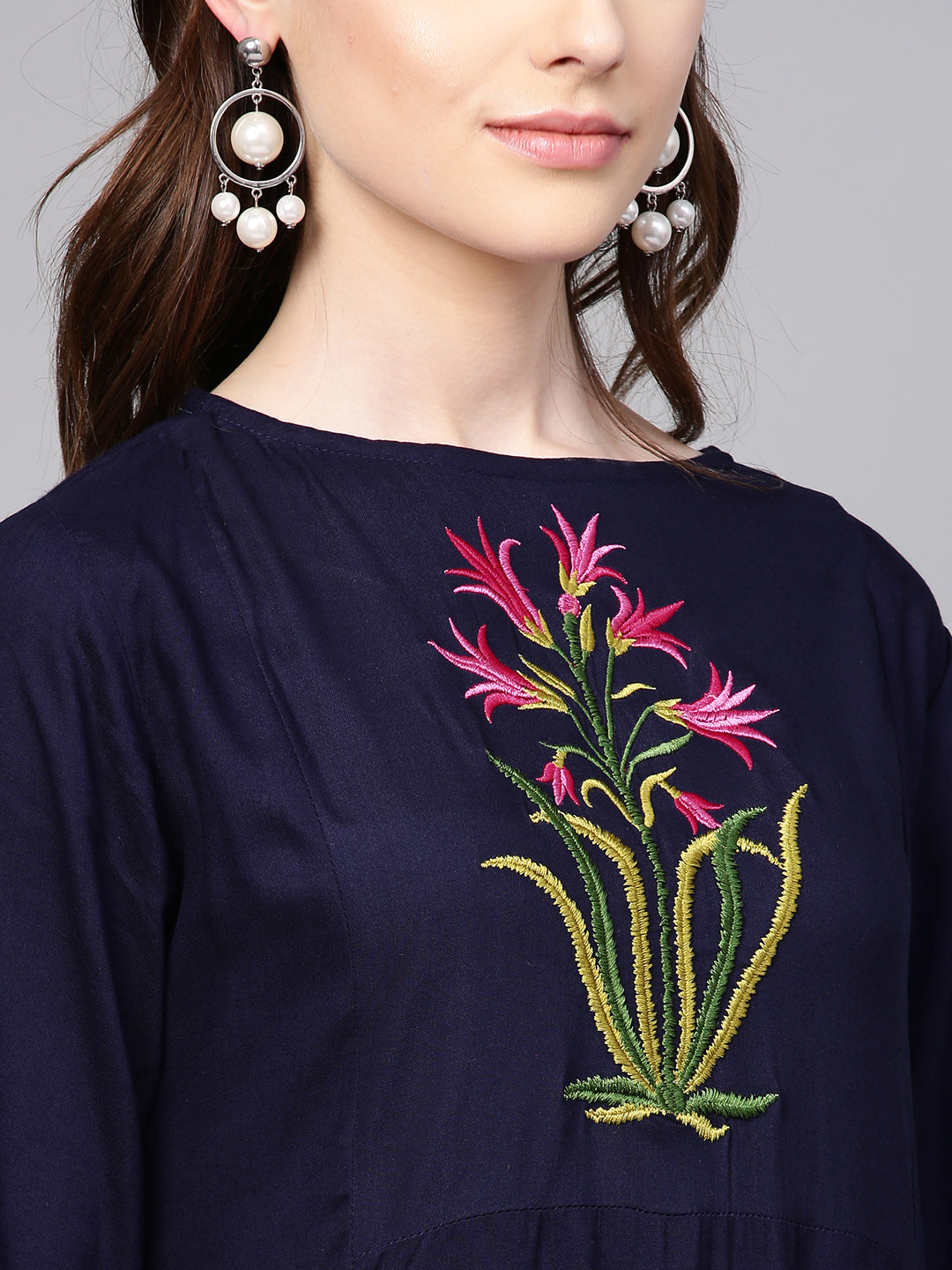 Blue Yoke Design Kurta With Pink Solid Palazzos