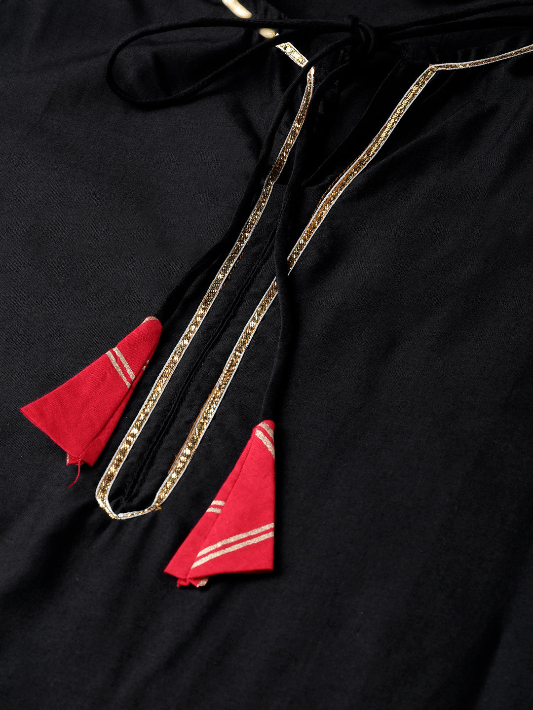 Bhama Couture Women Black & Red Solid Kurta with Trousers