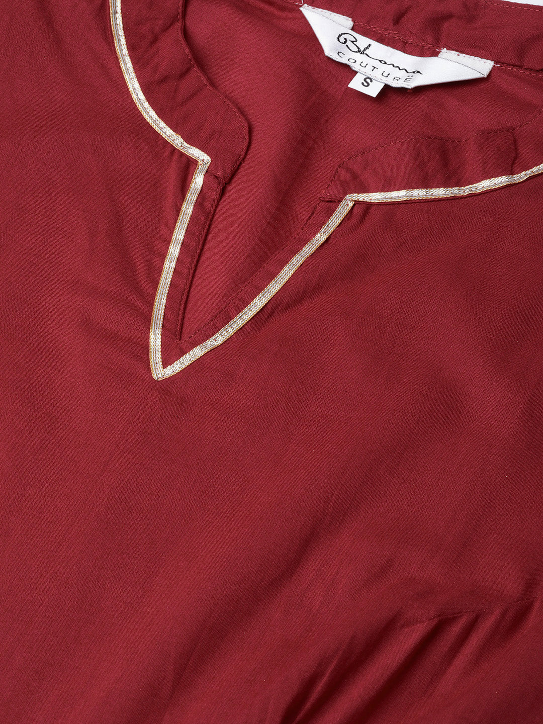 Maroon And Golden Printed Kurta With Palazzos