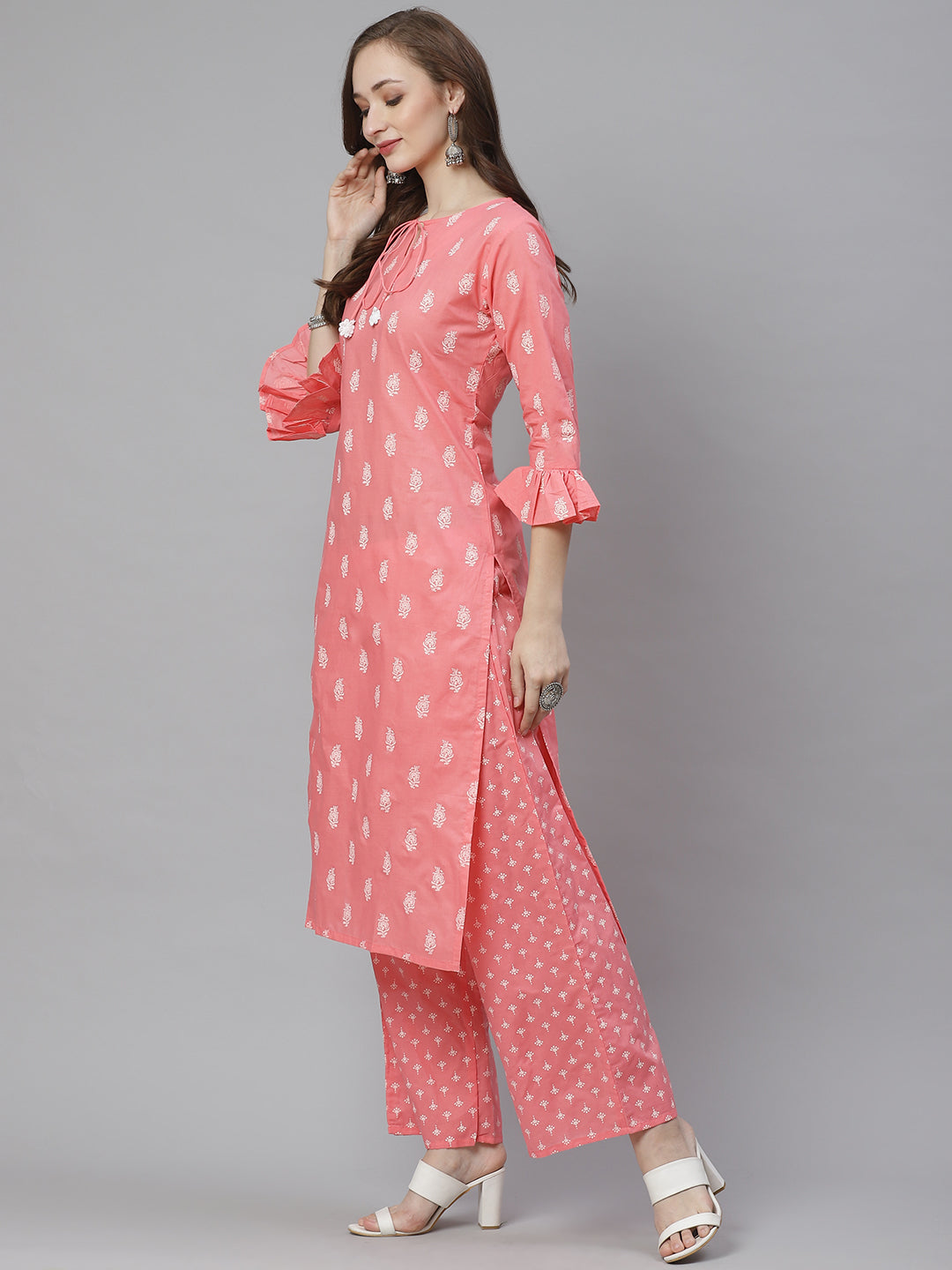 Pink Ethnic Motifs Printed Kurta with Palazzos
