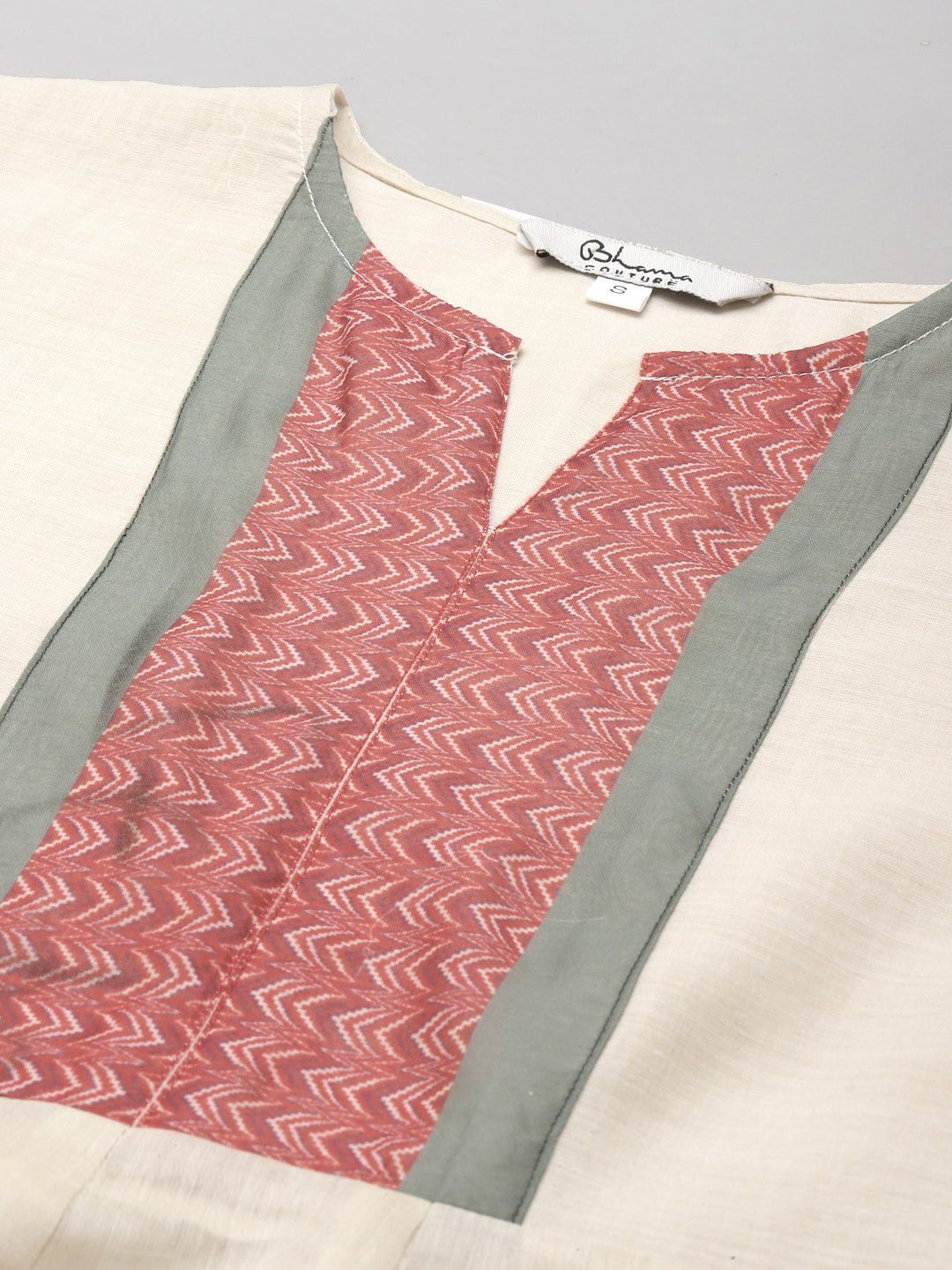 Beige Floral Printed A-Line Kurta With Palazzos.