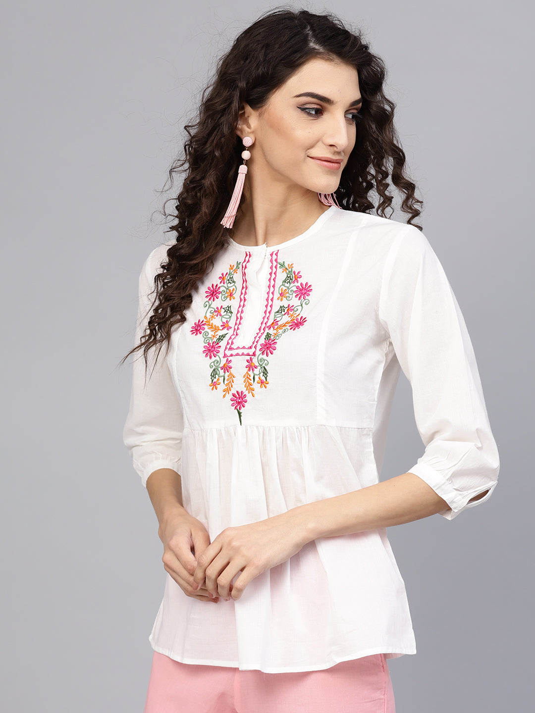 Bhama Couture White Embroidered Tunic