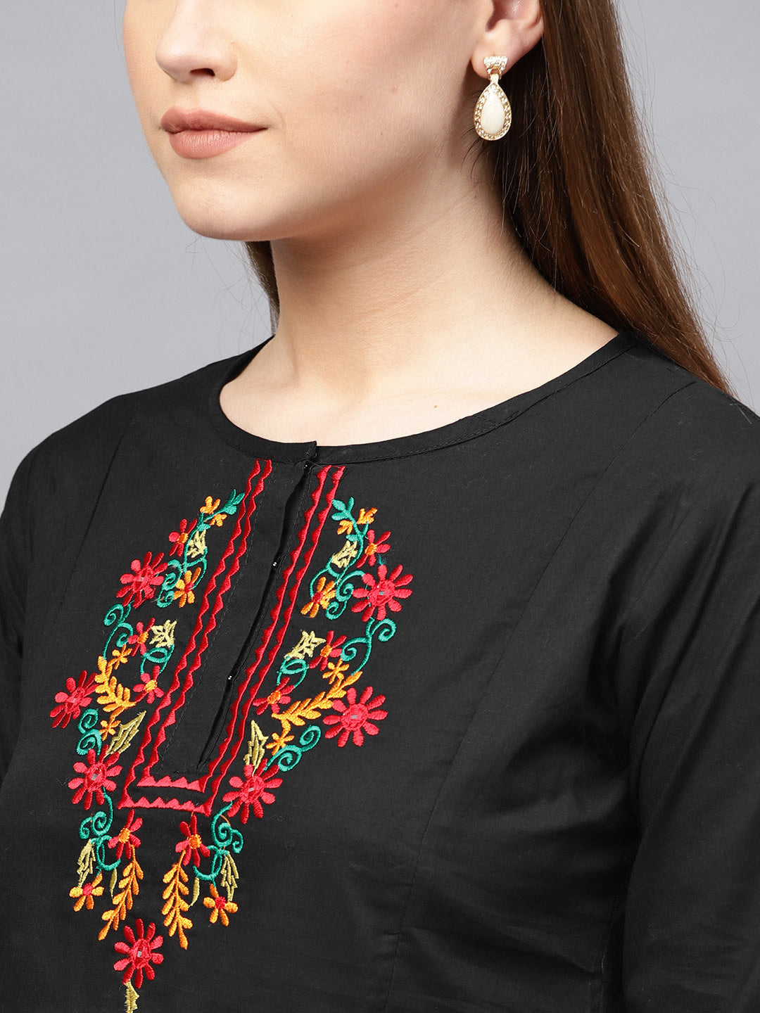 Bhama Couture Black Tunic with Embroidered Detail