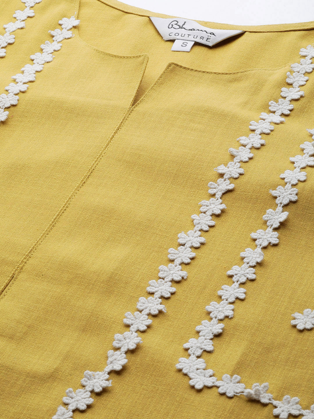 Bhama Couture Mustard Yellow Yoke Design Kurta With Palazzos