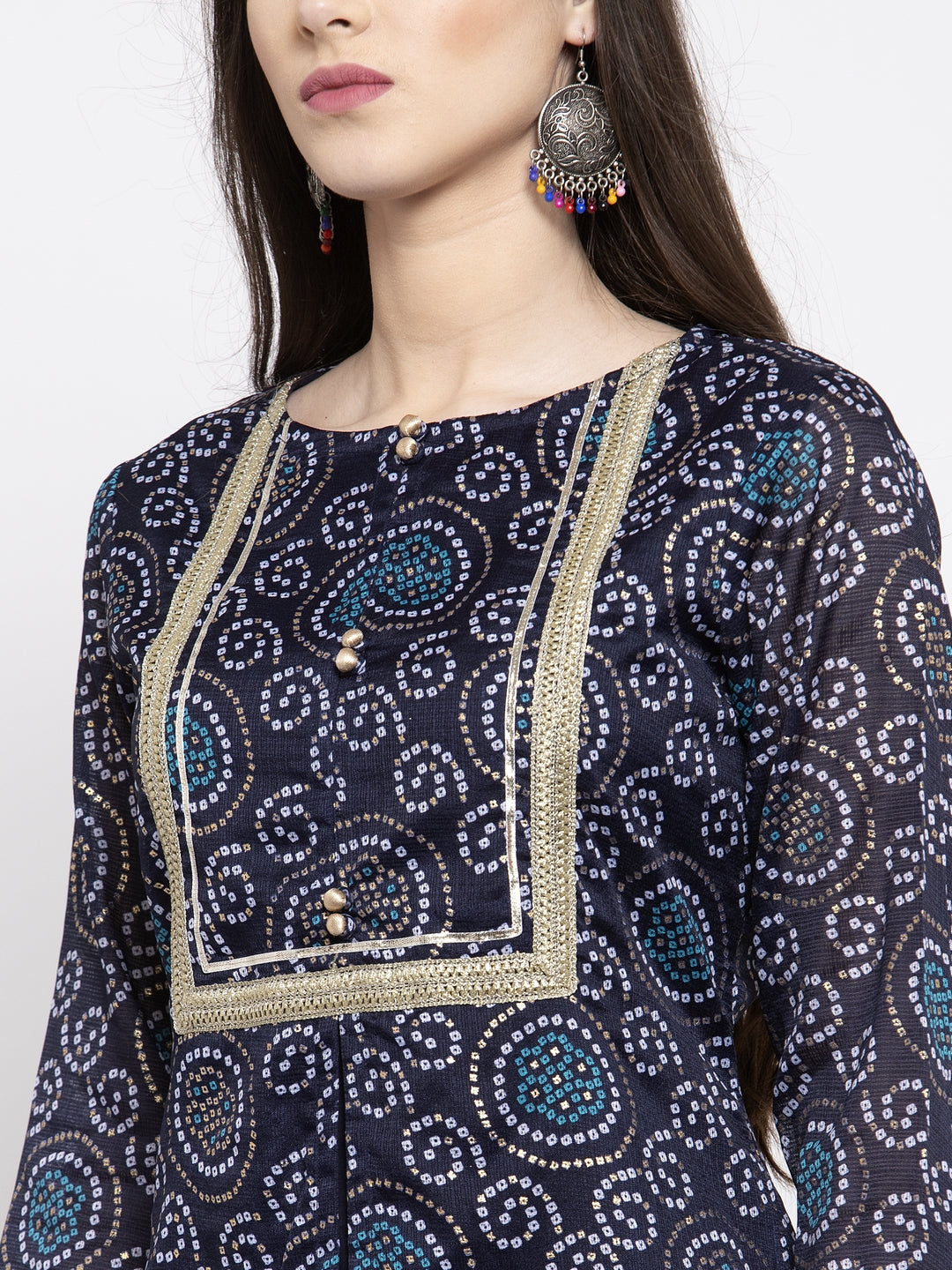 Blue Bandhani Printed Regular Kurta with Palazzos