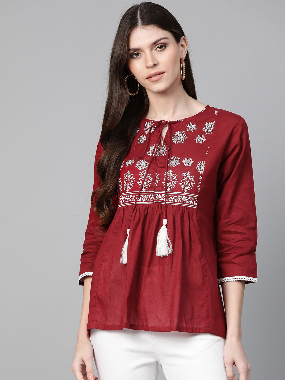 Bhama Couture Maroon Printed Top