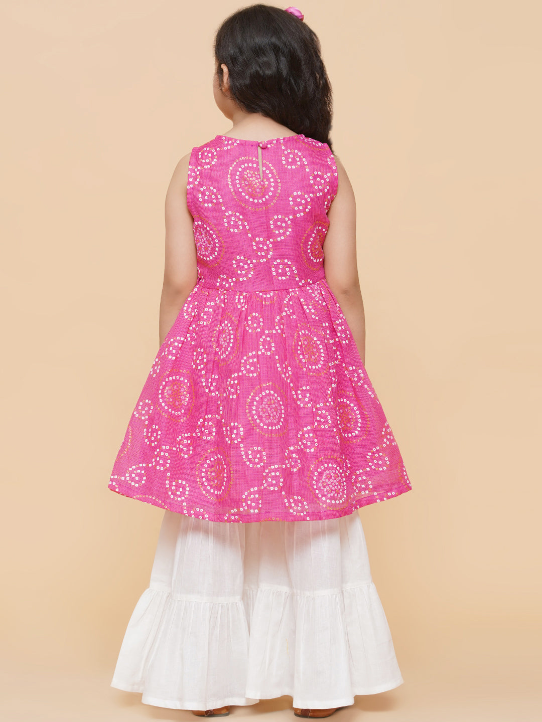Bitiya By Bhama Pink Bhandhej Printed Kurta With Sharara