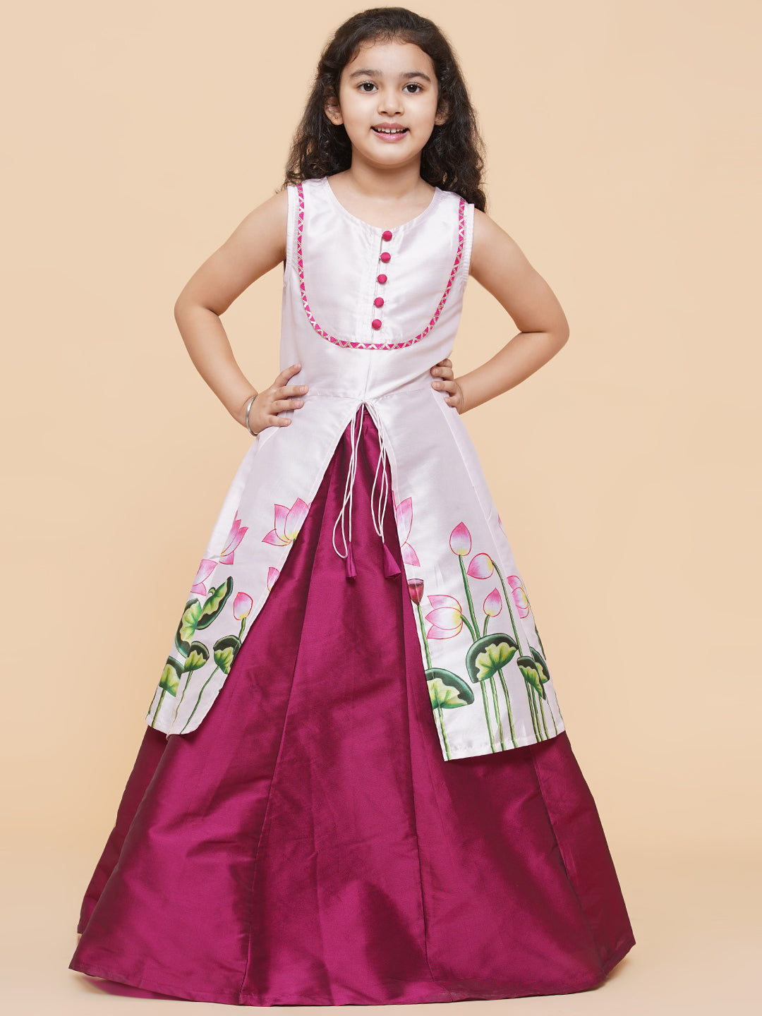 Bitiya By Bhama Girls Printed Ready To Wear Lehenga & Kurta