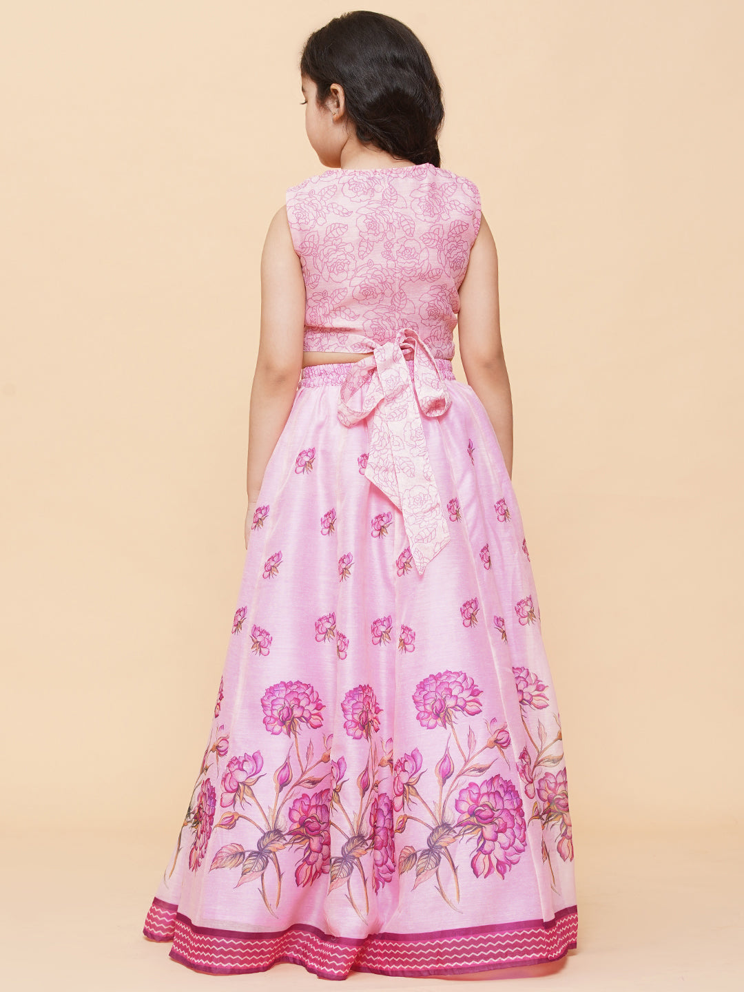 Bitiya by Bhama
Girls Pink & Lavender Printed Ready to Wear Lehenga with Blouse
