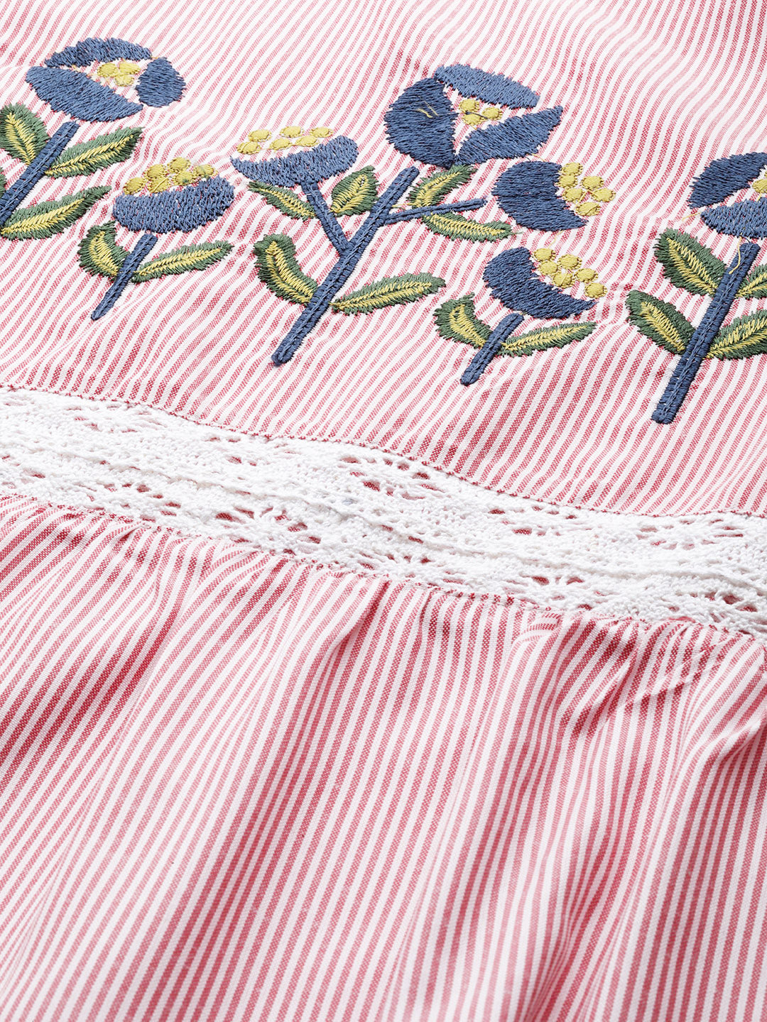 Bhama Couture Red & White Striped A-Line Top
