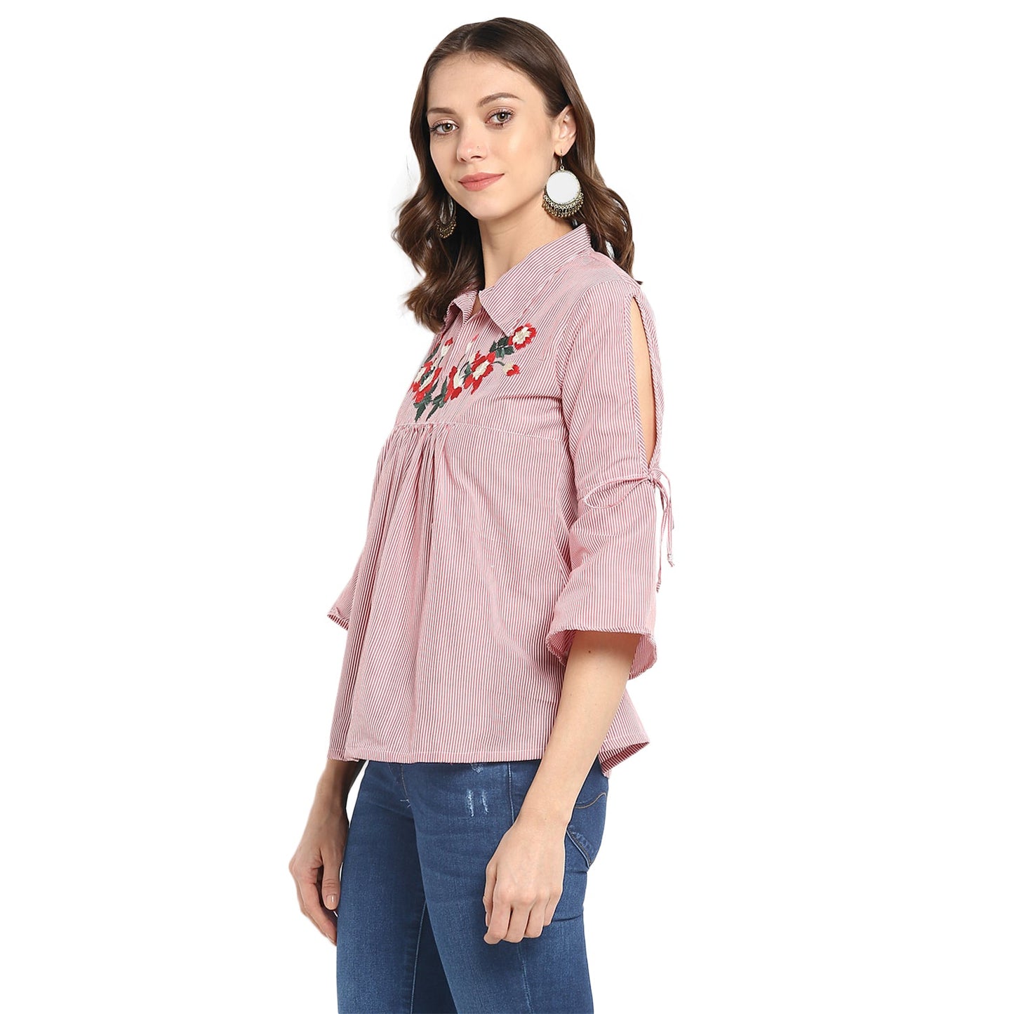 Bhama Couture Red & White Striped Top