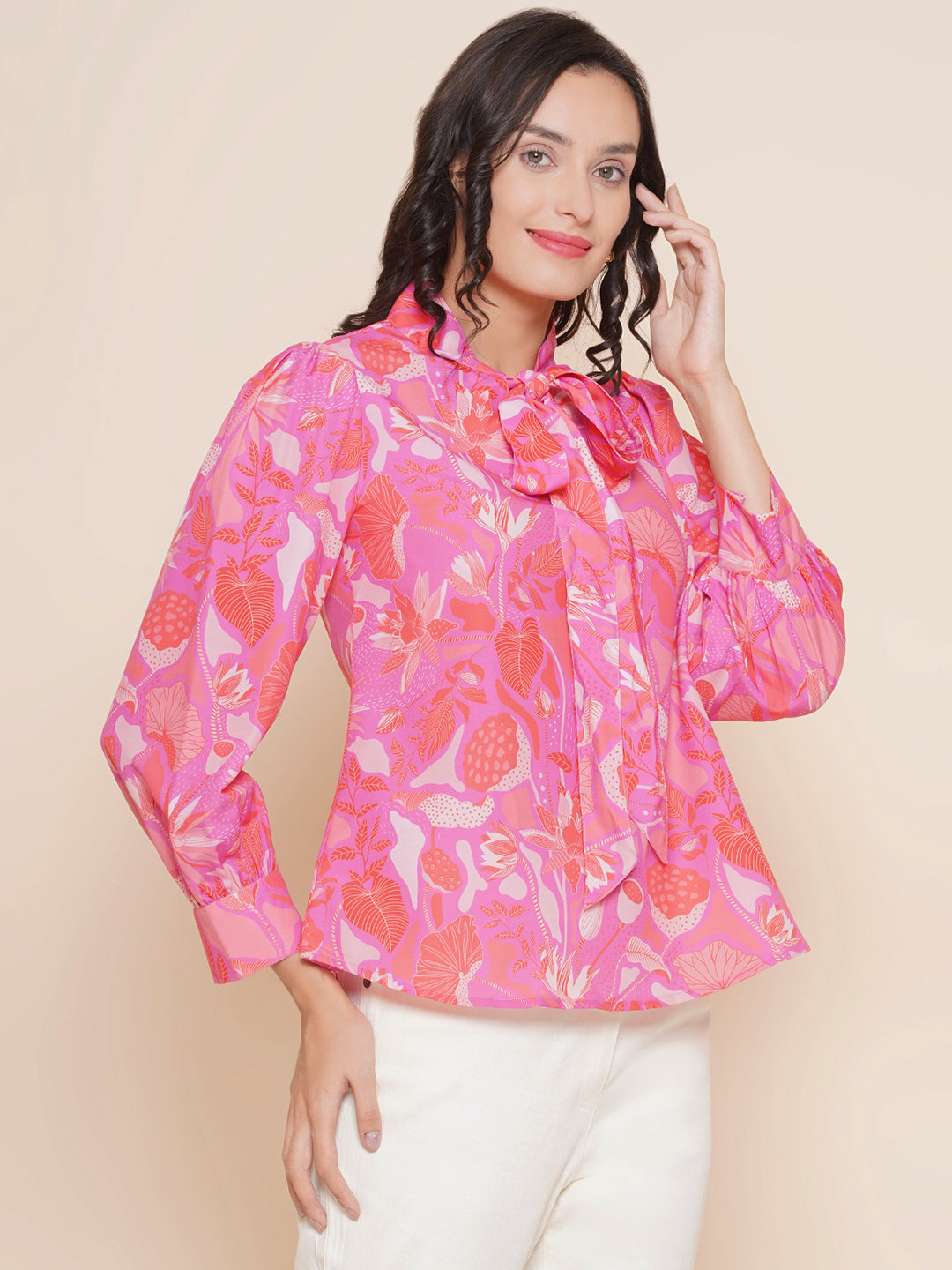 Bhama Couture Pink Floral Printed Top