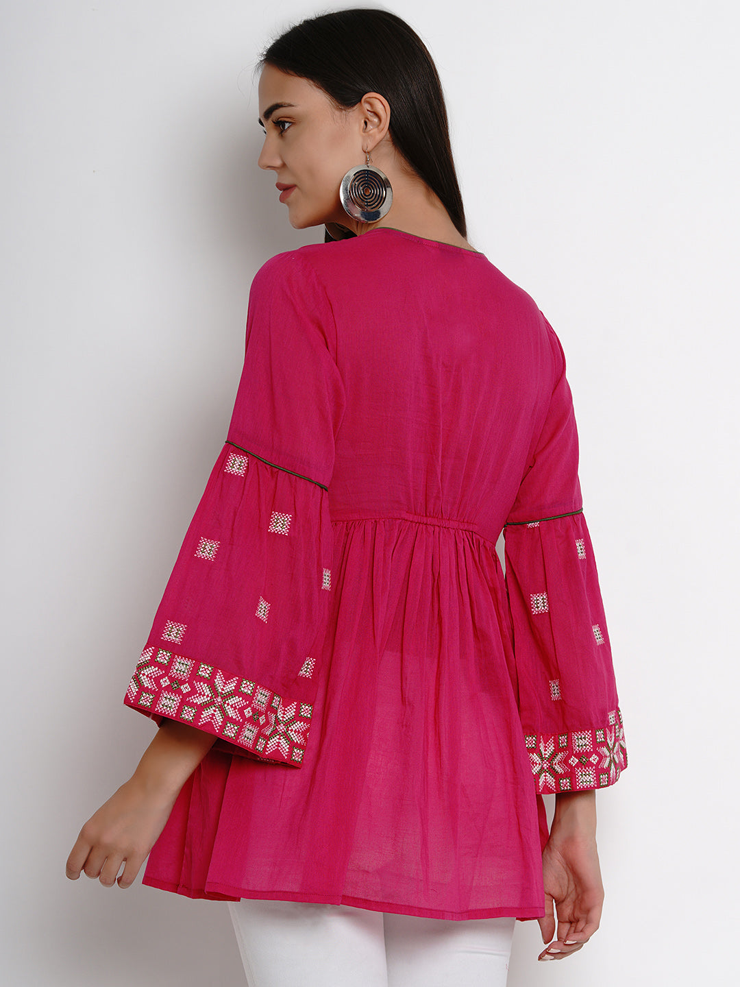 Bhama Cuture Fuchsia Pink Embroidered Tunic