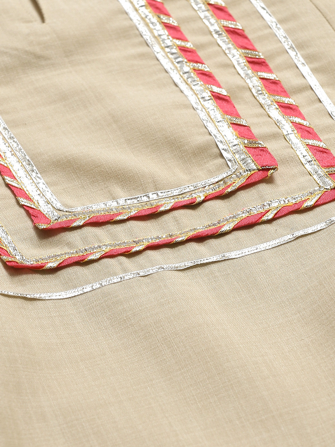 Bhama Couture Beige Tunic With Peach Lace Detailing