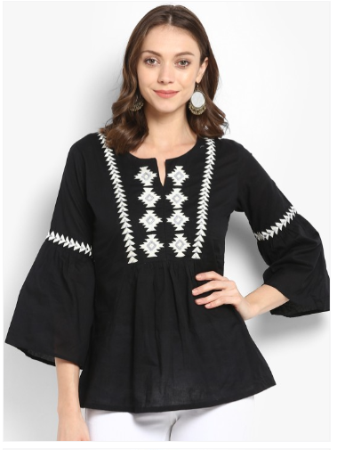 Bhama Couture Black Embroidered Top