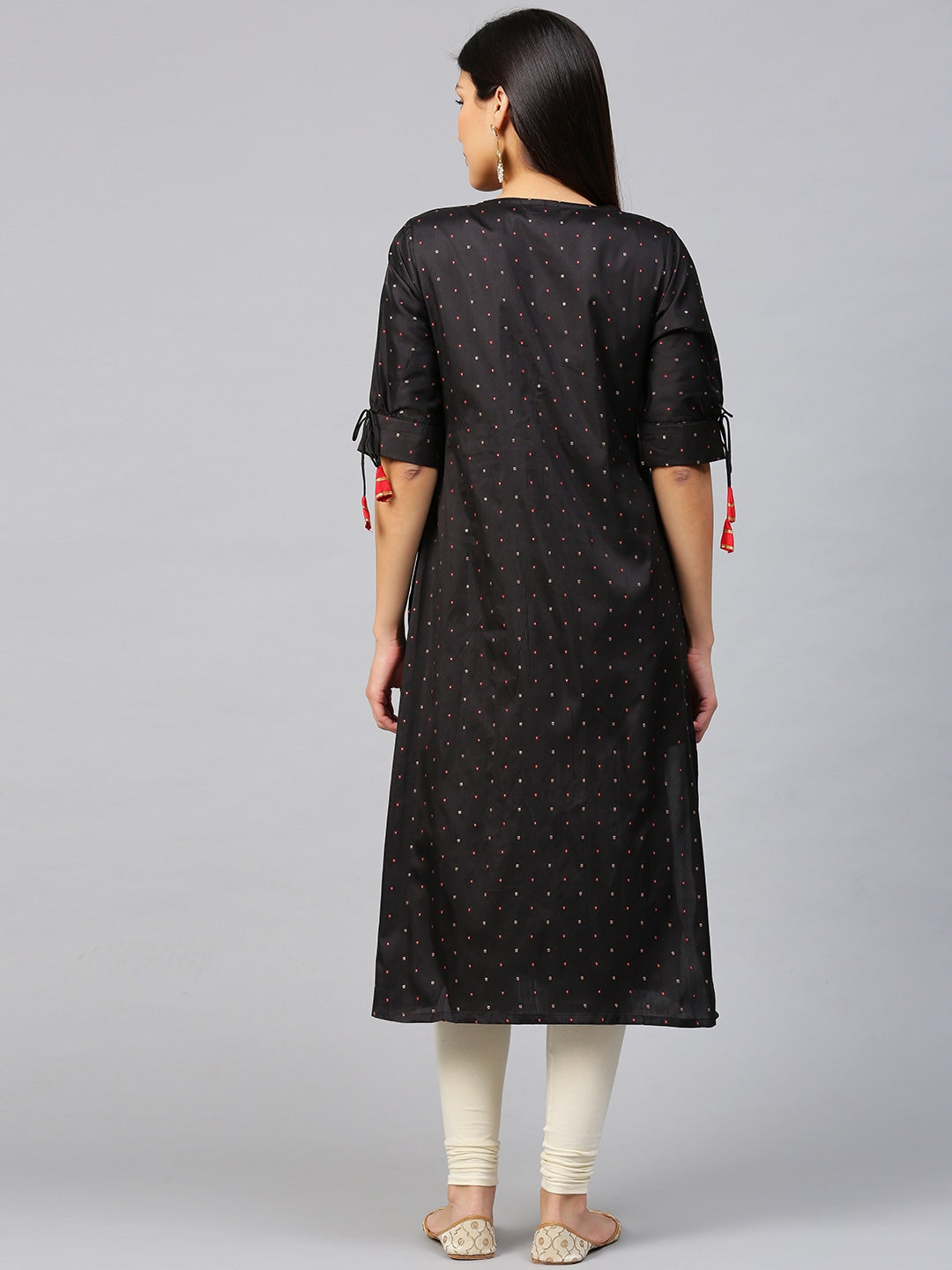 Bhama Couture Black Self Design A-Line Kurta