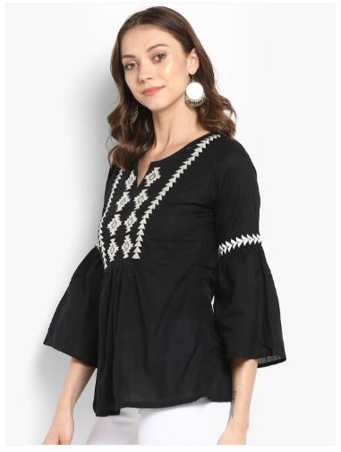 Bhama Couture Black Embroidered Top