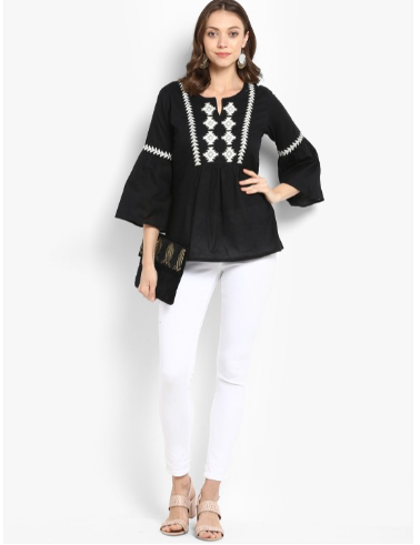 Bhama Couture Black Embroidered Top